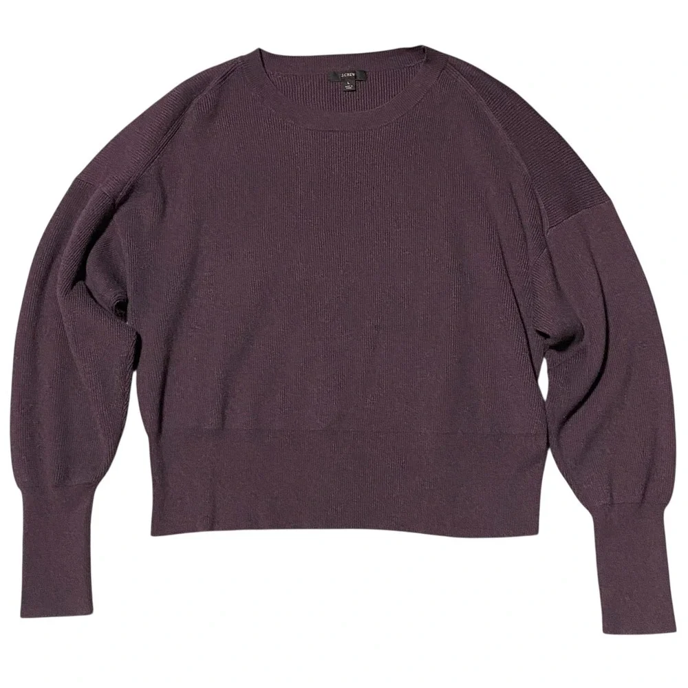 J. Crew‎ Ribbed Crewneck Sweater Burgundy Long Sleeve Casual Women's Size L